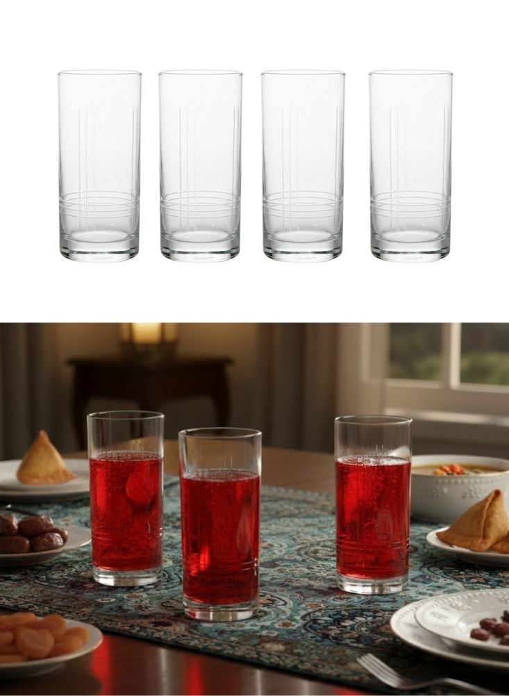 Premium Clear Tall Drinking Glasses Set of 4 pcs – Straight Design Water & Juice Glass - Image 1